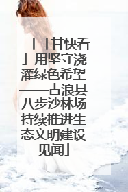 「甘快看」用坚守浇灌绿色希望——古浪县八步沙林场持续推进生态文明建设见闻