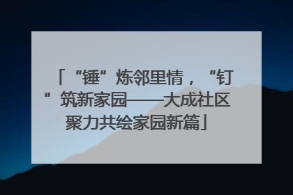 “锤”炼邻里情，“钉”筑新家园——大成社区聚力共绘家园新篇