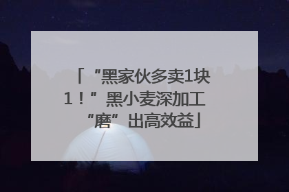 “黑家伙多卖1块1！”黑小麦深加工“磨”出高效益