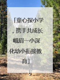童心探小学，携手共成长 峨眉一小深化幼小衔接教育