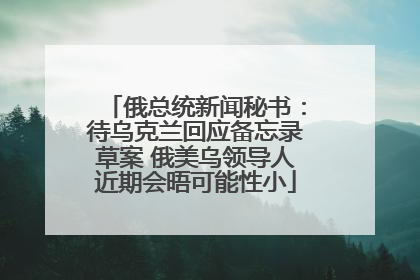 俄总统新闻秘书：待乌克兰回应备忘录草案 俄美乌领导人近期会晤可能性小