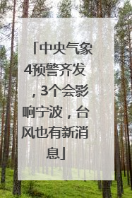 中央气象4预警齐发，3个会影响宁波，台风也有新消息