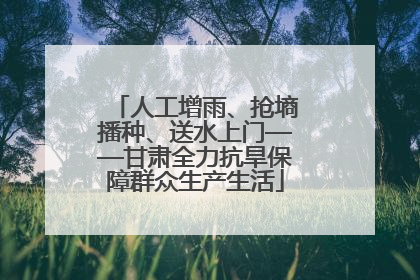 人工增雨、抢墒播种、送水上门——甘肃全力抗旱保障群众生产生活