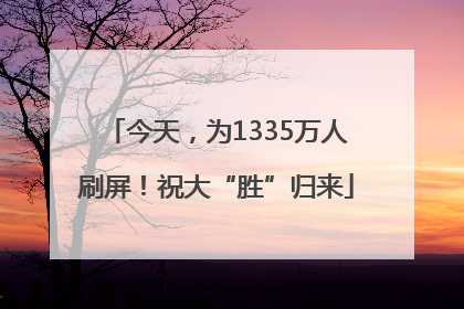 今天，为1335万人刷屏！祝大“胜”归来