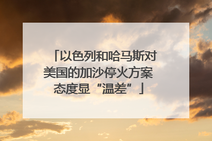 以色列和哈马斯对美国的加沙停火方案态度显“温差”