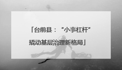 台前县：“小事杠杆”撬动基层治理新格局