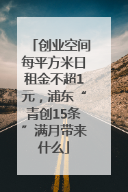 创业空间每平方米日租金不超1元，浦东“青创15条”满月带来什么