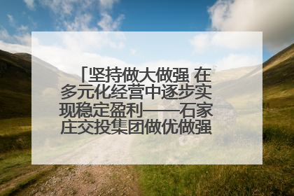 坚持做大做强 在多元化经营中逐步实现稳定盈利——石家庄交投集团做优做强典型报道之三