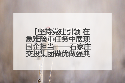 坚持党建引领 在急难险重任务中展现国企担当——石家庄交投集团做优做强典型报道之一