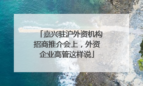 嘉兴驻沪外资机构招商推介会上，外资企业高管这样说