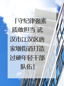 守纪律强素质敢担当 武汉市江汉区唐家墩街道打造过硬年轻干部队伍