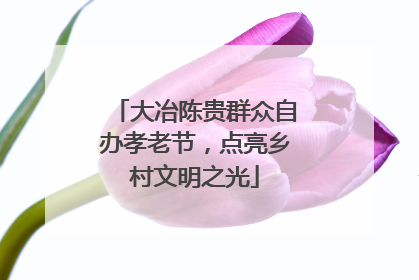 大冶陈贵群众自办孝老节，点亮乡村文明之光