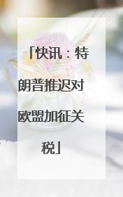 快讯：特朗普推迟对欧盟加征关税