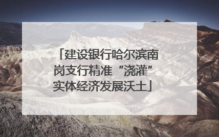 建设银行哈尔滨南岗支行精准“浇灌”实体经济发展沃土