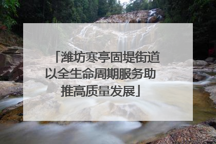 潍坊寒亭固堤街道以全生命周期服务助推高质量发展