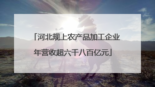 河北规上农产品加工企业年营收超六千八百亿元