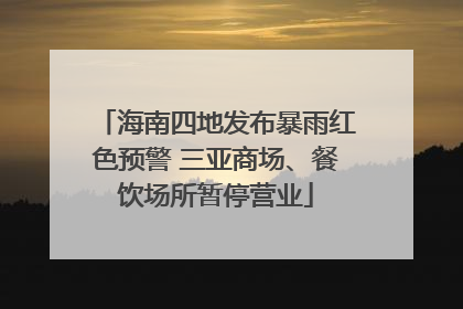 海南四地发布暴雨红色预警 三亚商场、餐饮场所暂停营业