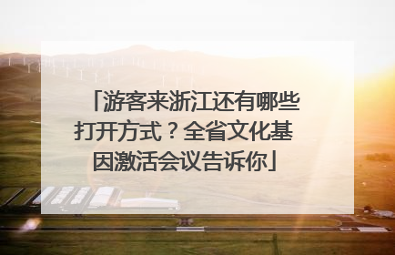 游客来浙江还有哪些打开方式？全省文化基因激活会议告诉你