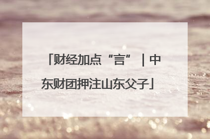 财经加点“言”｜中东财团押注山东父子