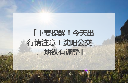重要提醒！今天出行请注意！沈阳公交、地铁有调整