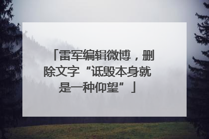 雷军编辑微博，删除文字“诋毁本身就是一种仰望”