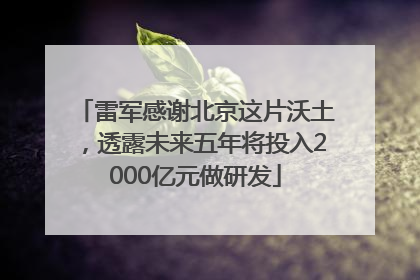 雷军感谢北京这片沃土，透露未来五年将投入2000亿元做研发