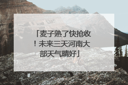 麦子熟了快抢收！未来三天河南大部天气晴好