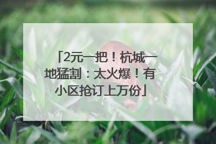 2元一把！杭城一地猛割：太火爆！有小区抢订上万份