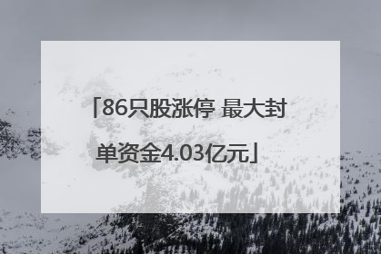 86只股涨停 最大封单资金4.03亿元